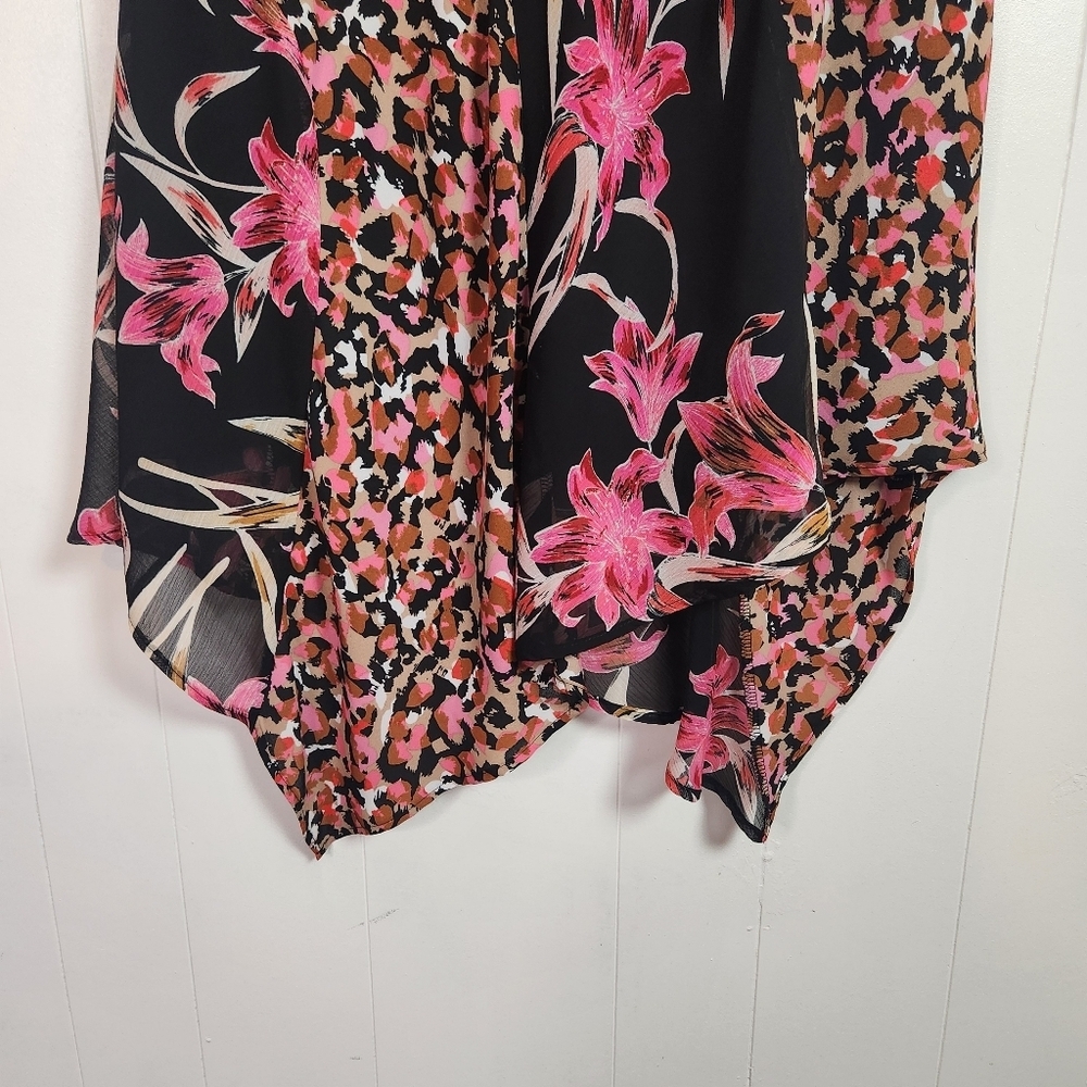 Joseph Ribkoff Skirt Pink Leopard Floral Midi High Rise Flowy Womens Size 8 - Picture 4 of 10